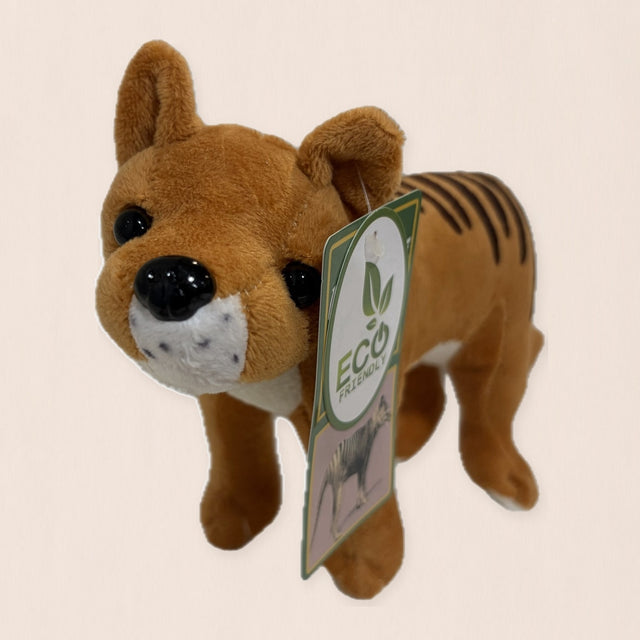 Tasmanian Tiger plush, three-quarter front view