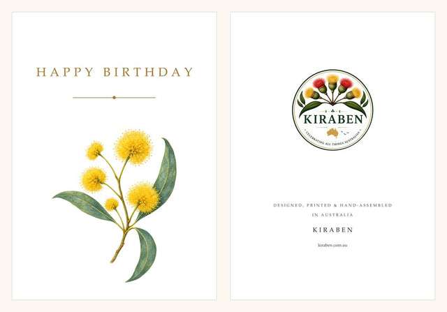 Birthday card with golden wattle