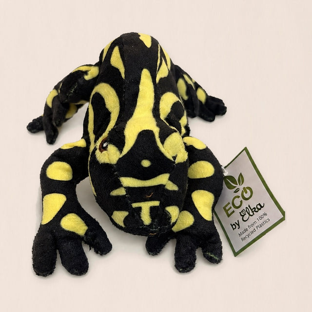 Corroboree Frog plush, from above showing the yellow and black markings