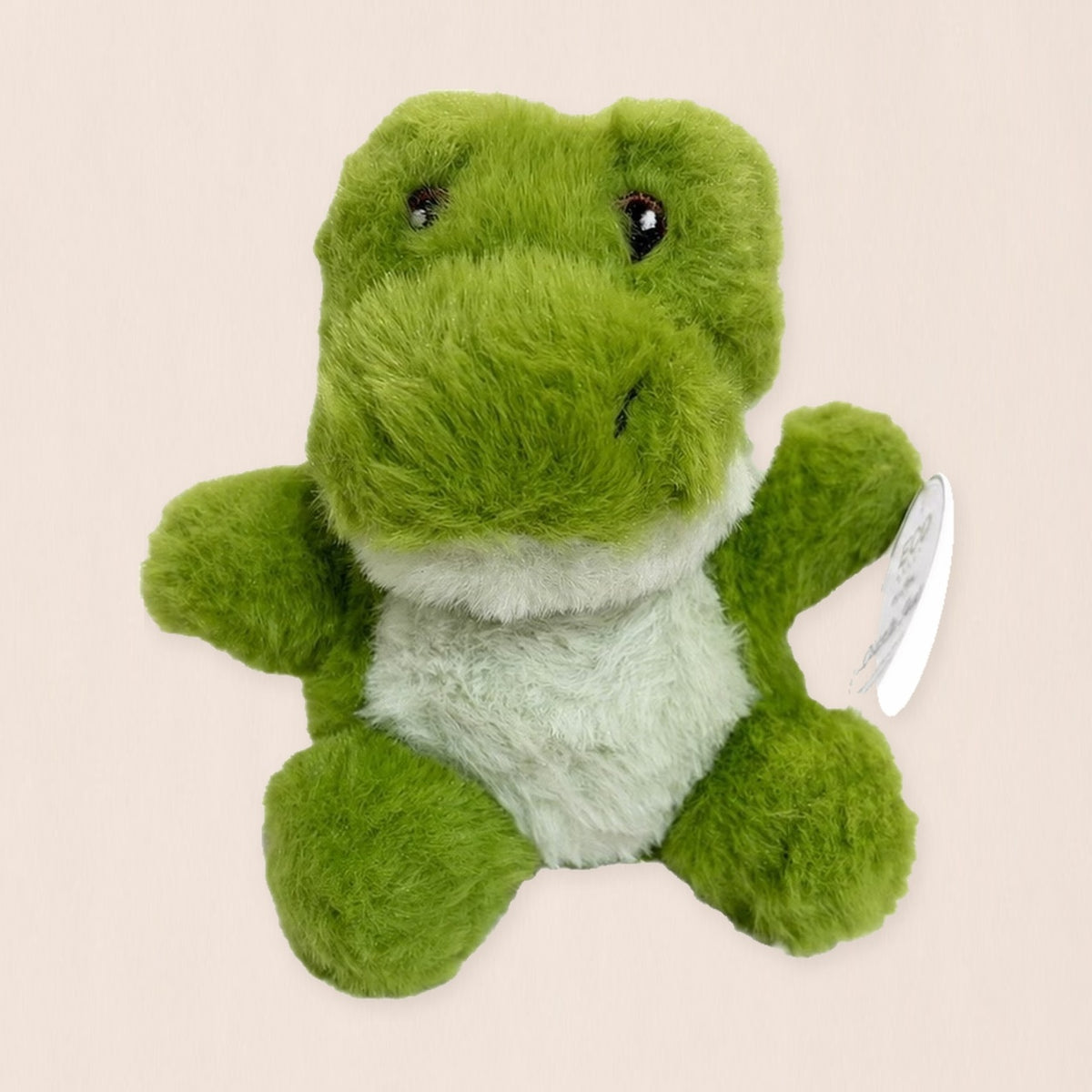 Little Feet Crocodile plush, front view sitting