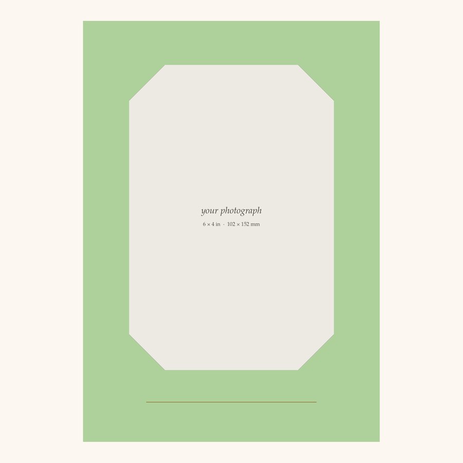Kiraben Spring Moss photo frame with ribbon slots, portrait