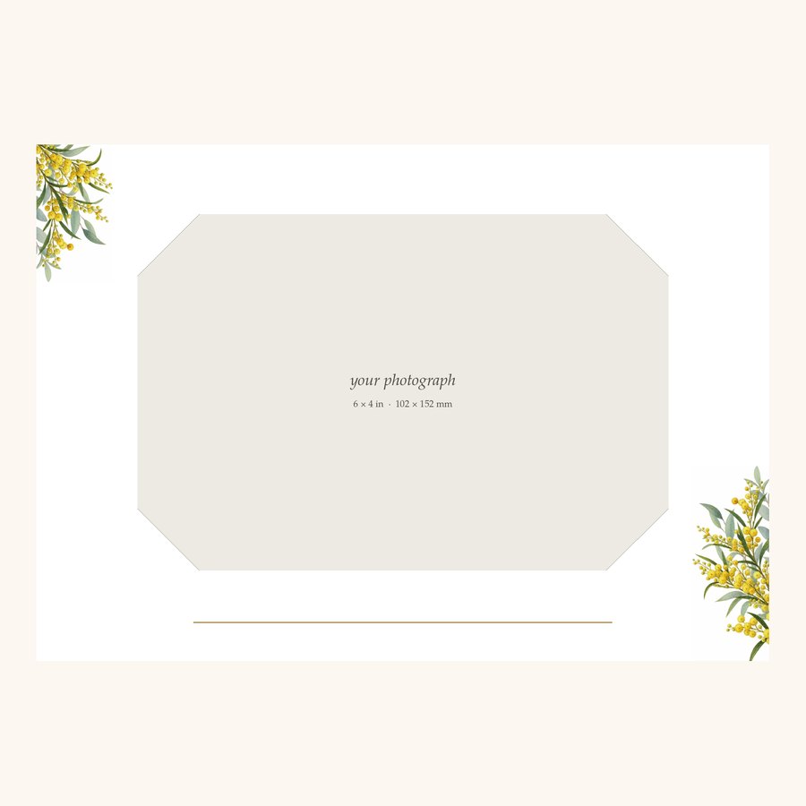 Kiraben wattle and eucalyptus photo frame, landscape